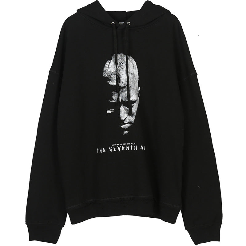 Graphic Print Oversize Pullover Hoodie WN12451