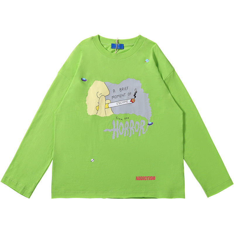 Cartoon Print Oversize Long Sleeve T-Shirt WN12635