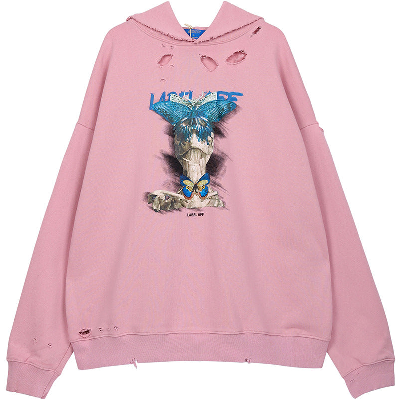 Butterfly Cut-Out Oversize Pullover Hoodie WN12547