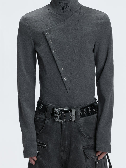 High-Neck Splice Thermal Long Sleeve T-Shirt WN22597