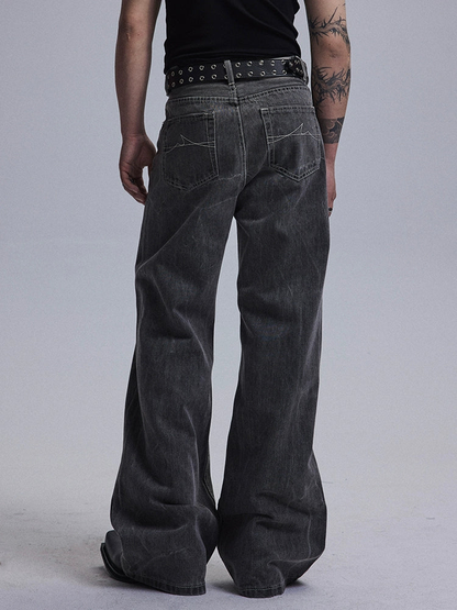 Washed Straight Denim Jeans WN4530
