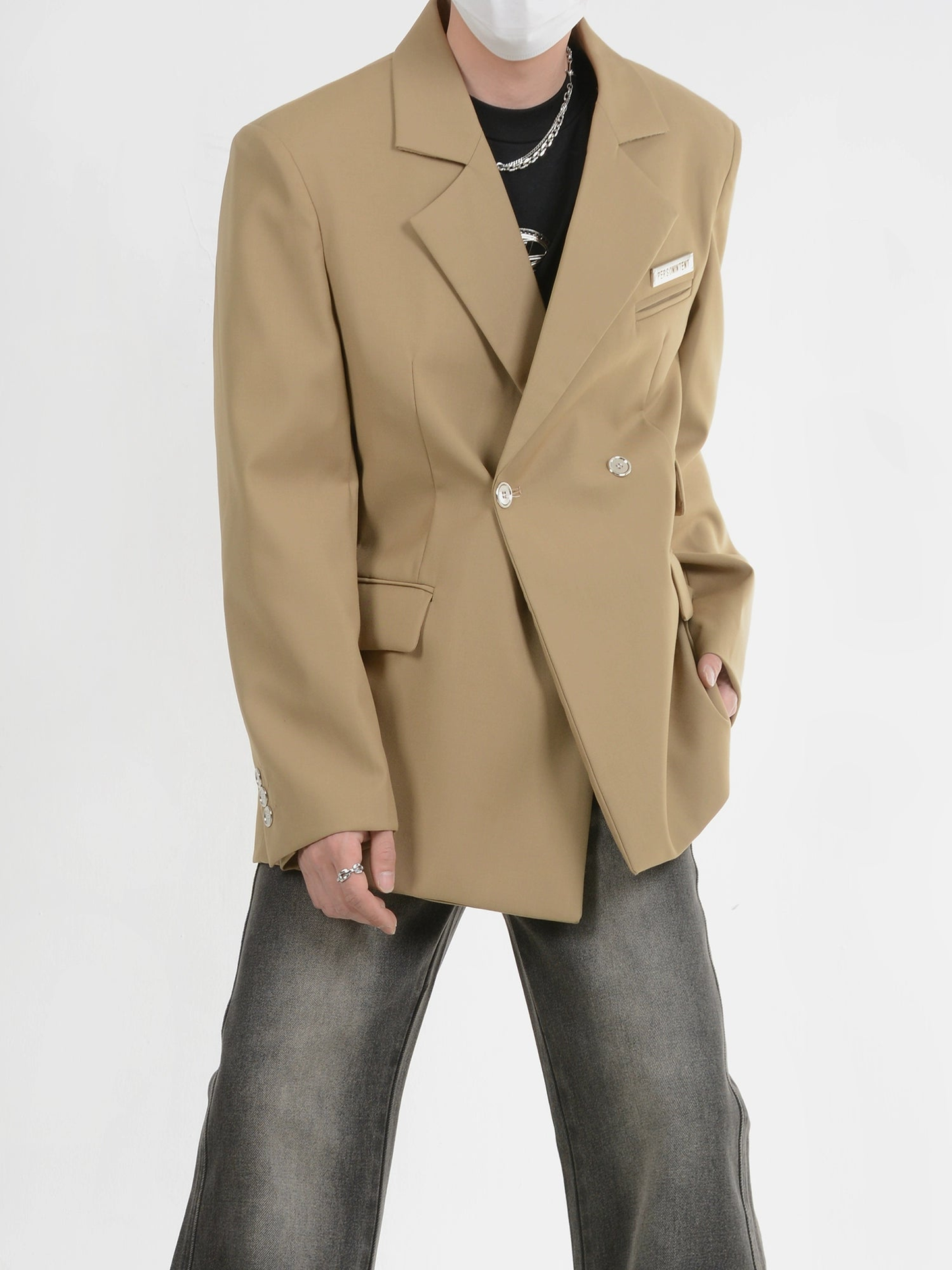 Loose Fit Shoulder Pad Tailored Jacket WN4389