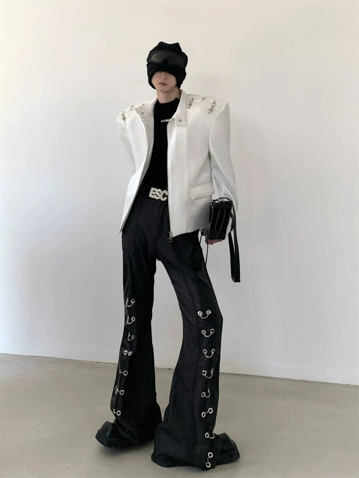 Metal Buckle Standing-collar PU Leather Jacket WN2707