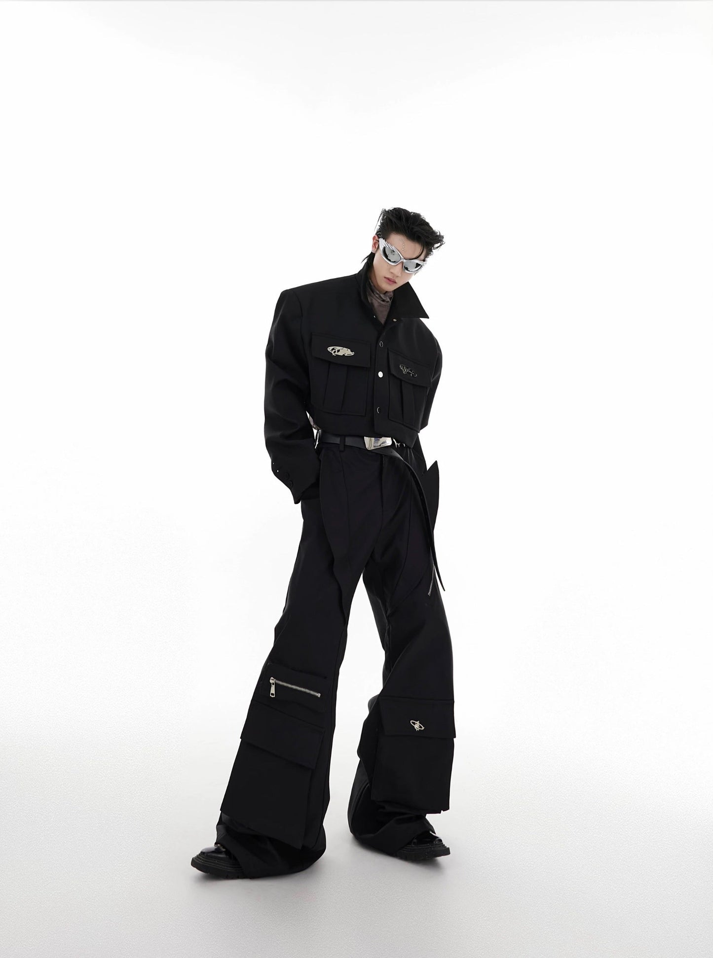 Metallic Design Flare Trousers WN2036