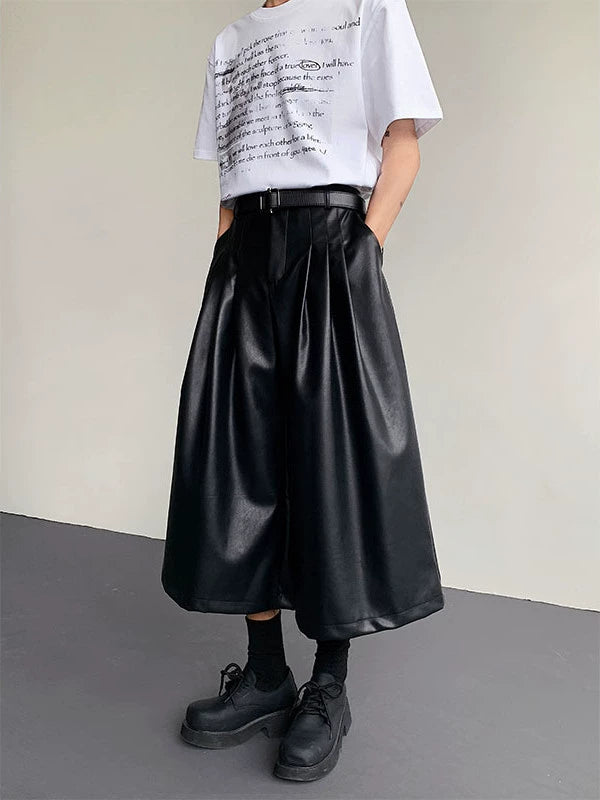 PU Leather Design Balloon Half Pants WN19283