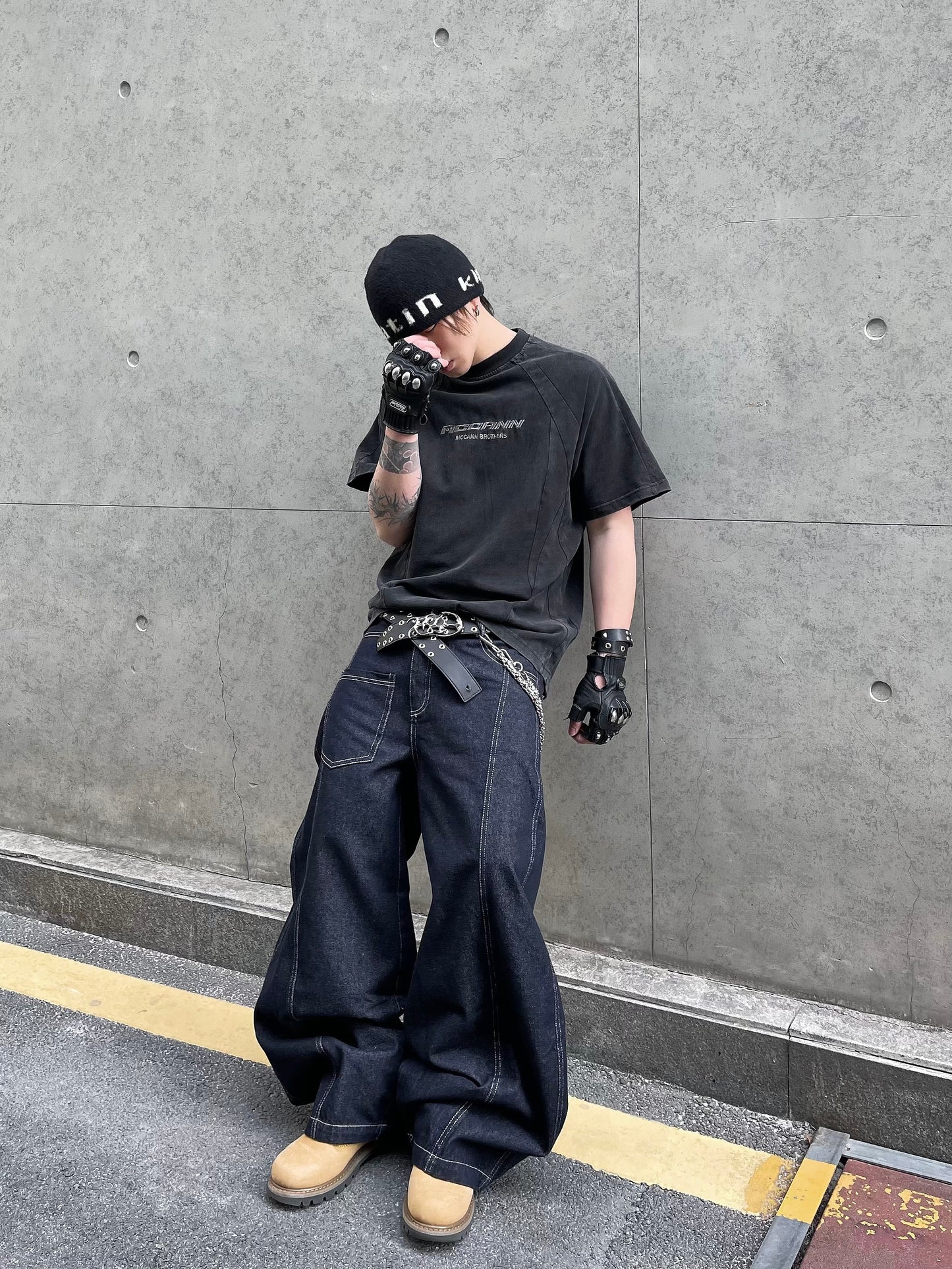 Letter Design Washed Oversize Short Sleeve T-Shirt WN14987