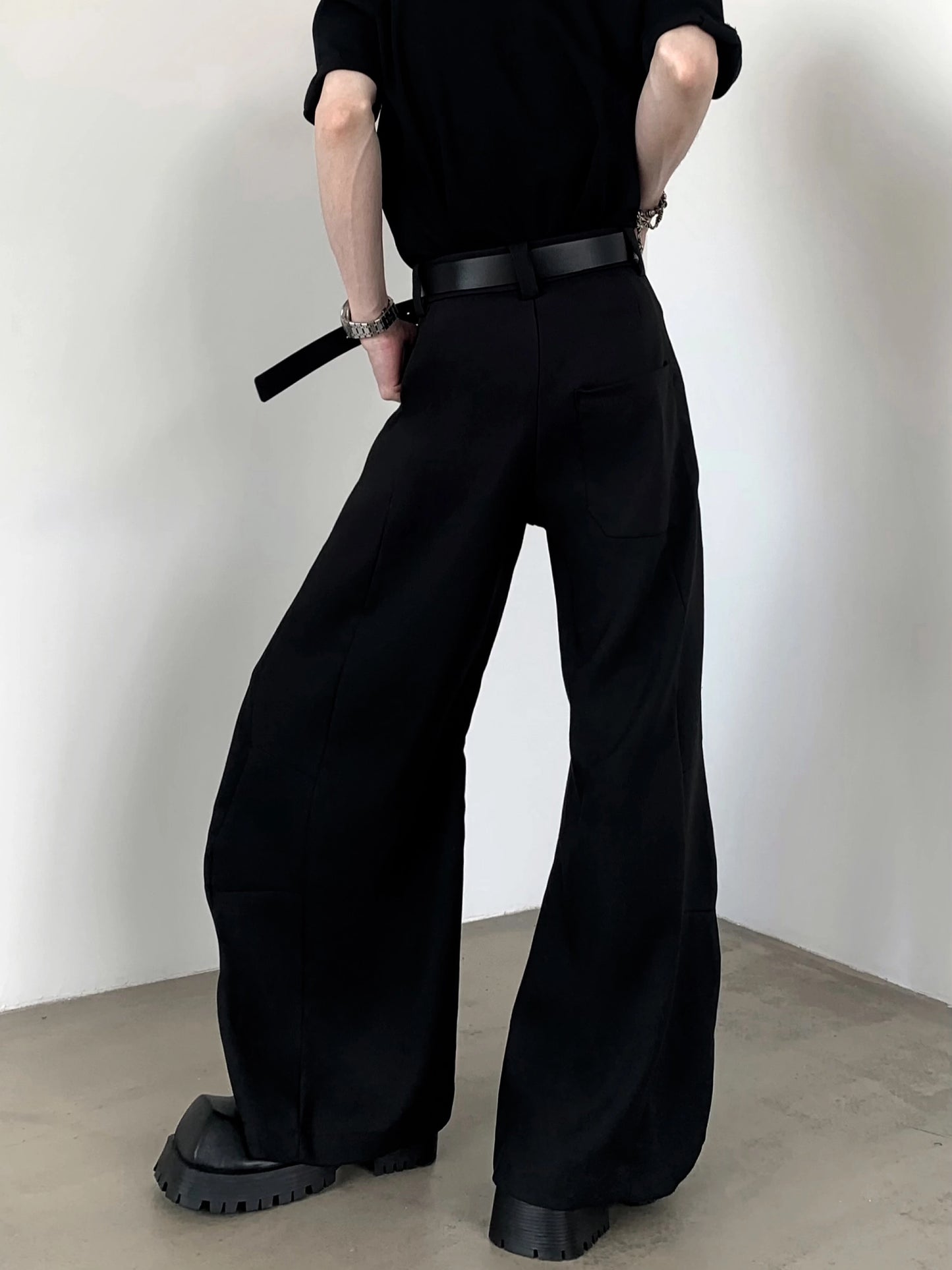 Solid Color Wide Leg Trousers & Chain WN20355