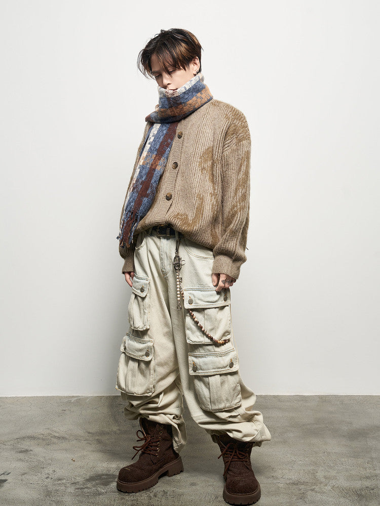 Tie-Dye Button Oversize Knit Cardigan WN22946