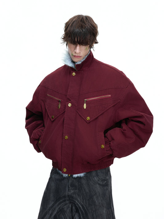 Vintage Suede Fake Fur Wide Jacket WN22666