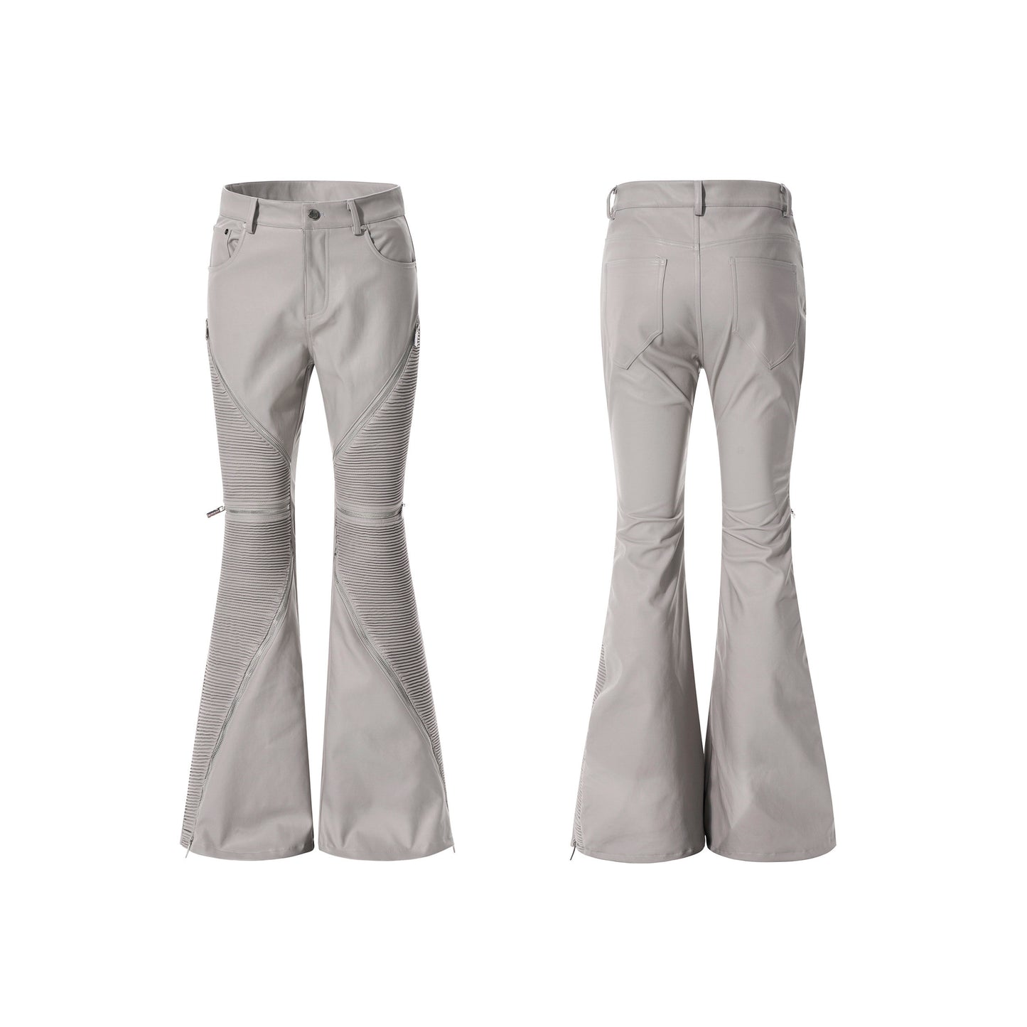 Apocalypse Knight Exoskeleton Stand Neck Leather Jacket & Flare pants Setup WN23281