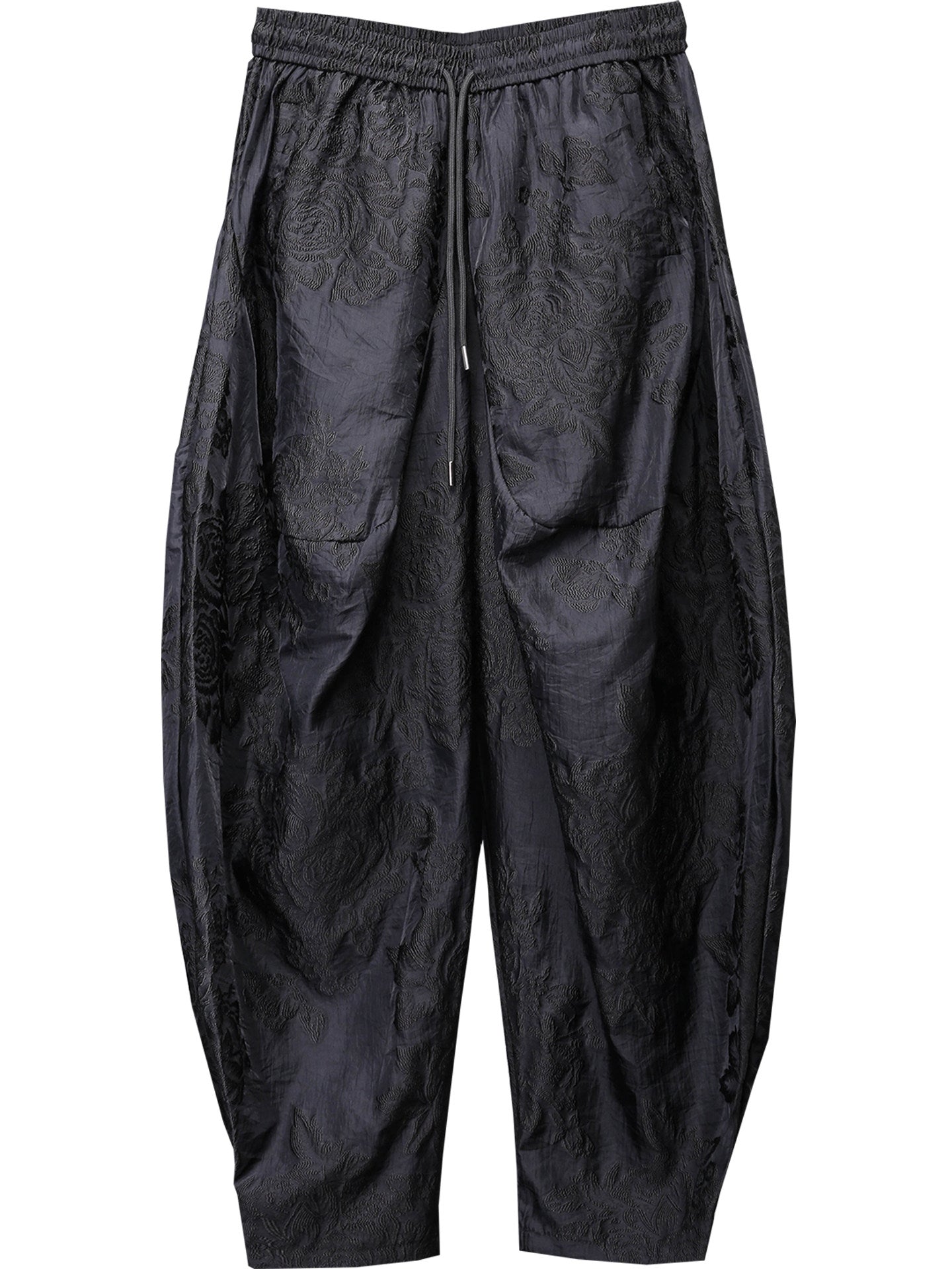 Rose Jacquard Wide Leg Drop Crotch Cropped Pants WN22512