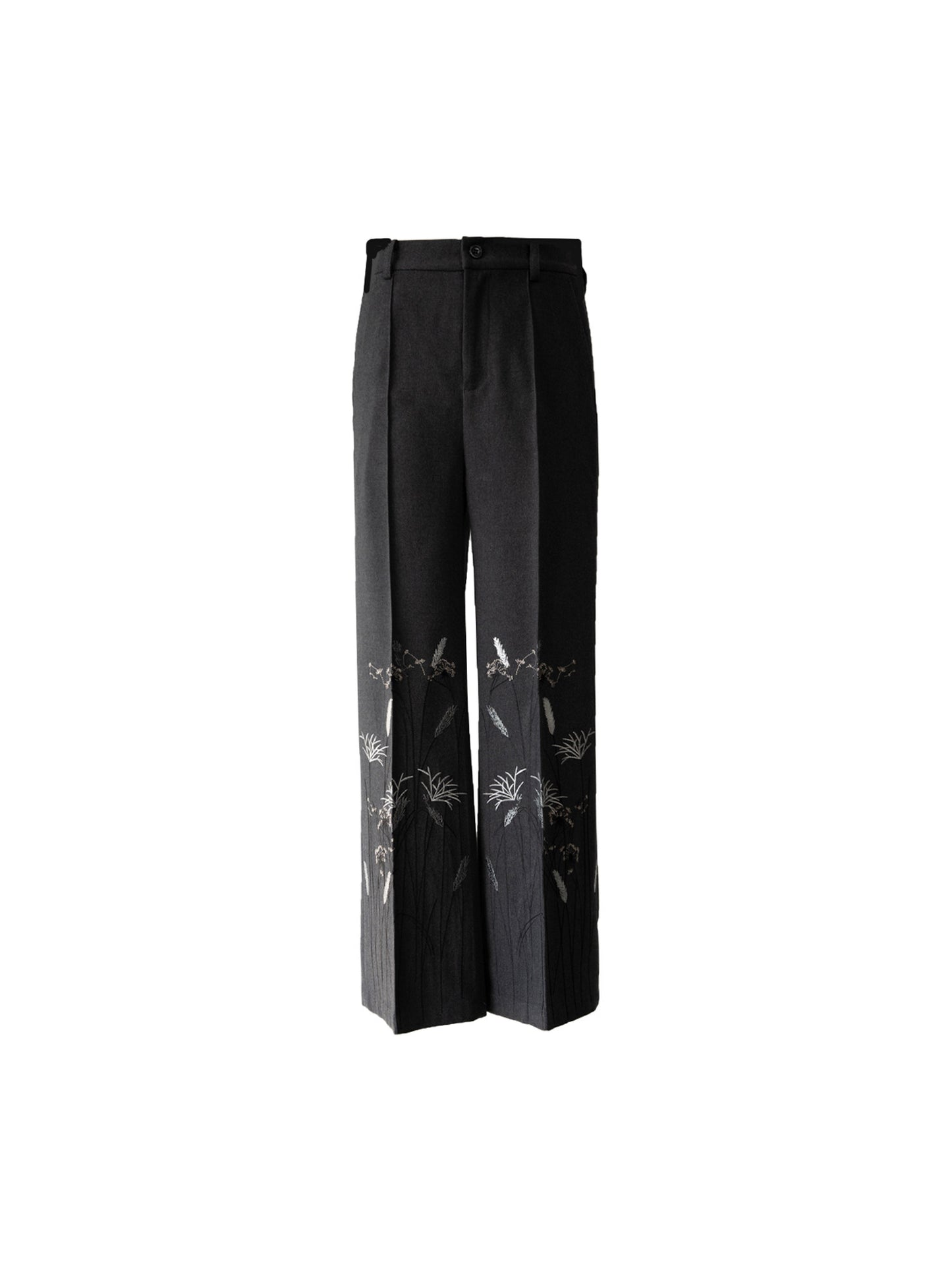 Floral Print Wide-Leg Flare Textured Trousers WN23837