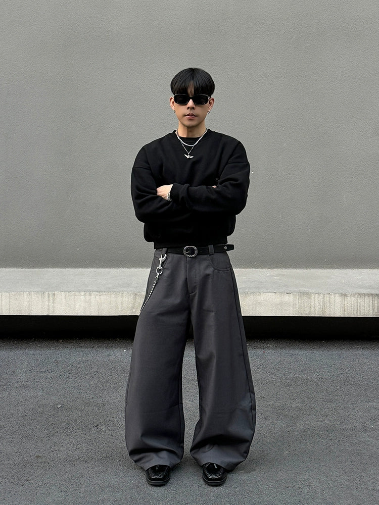 Wide Leg Straight Baggy Trousers WN19558