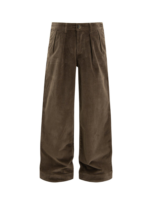 Washed Corduroy Pleats Wide Leg Pants WN26254