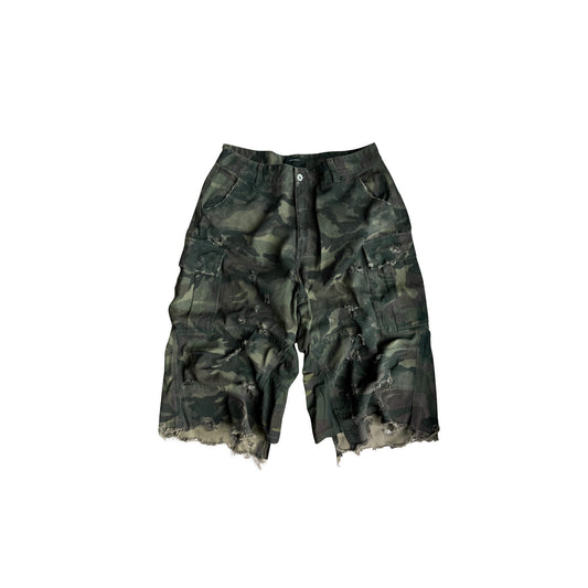 Camouflage Patchwork Damage Half Pants WN27069