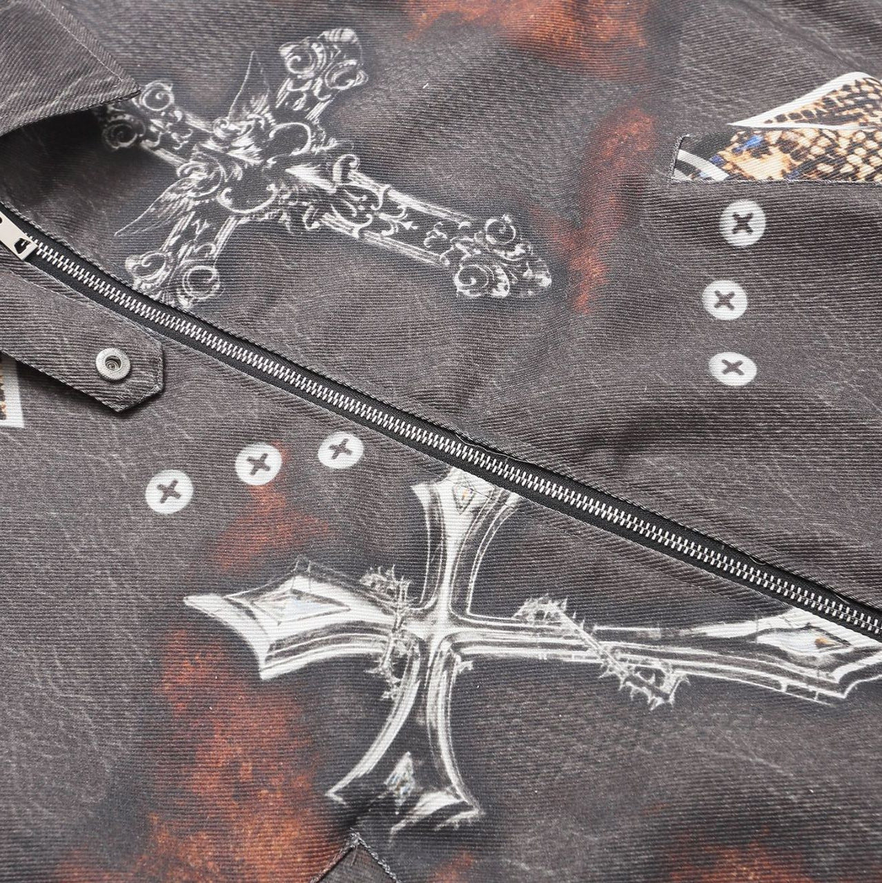 Cross Design Oversize Zipper Jacket WN14068