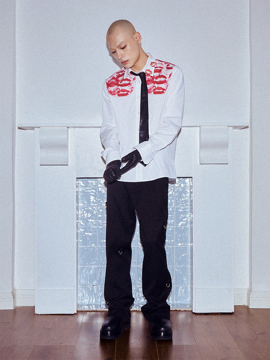 Lip Print Long Sleeve Shirt & Long Sleeve Shirt WN27131