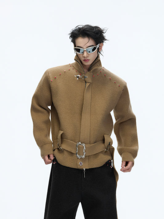 Cropped Zipper Knit Cardigan Jacket WN22681