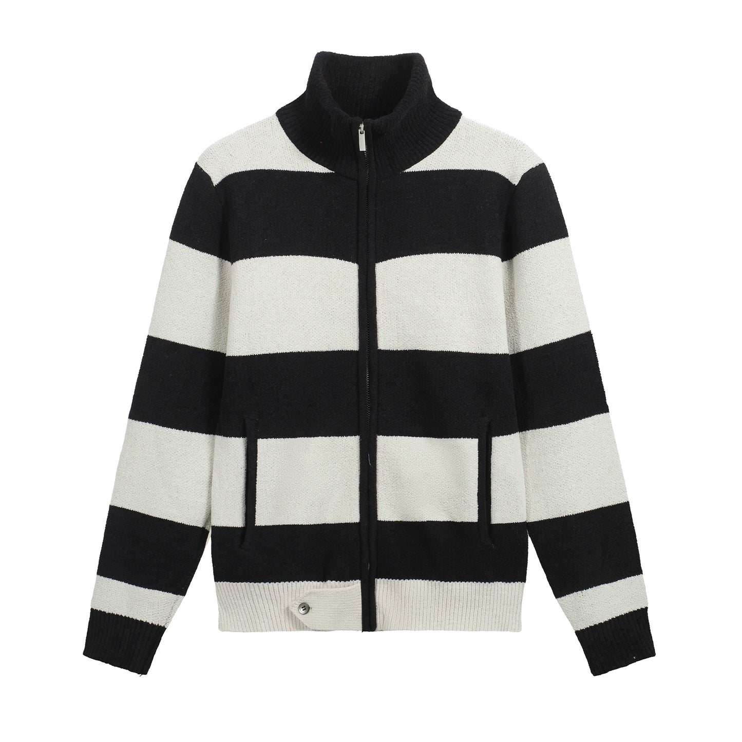 Stripe Soft Zipper Knit Cardigan WN13683