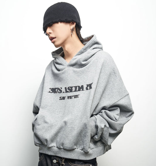 Letter Print Oversize Cropped Hoodie WN22973