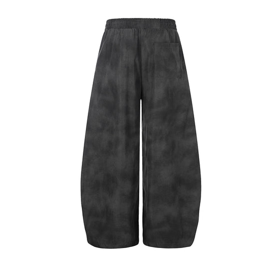 Washed Letter Print Drawstring Wide Leg Pants WN25389