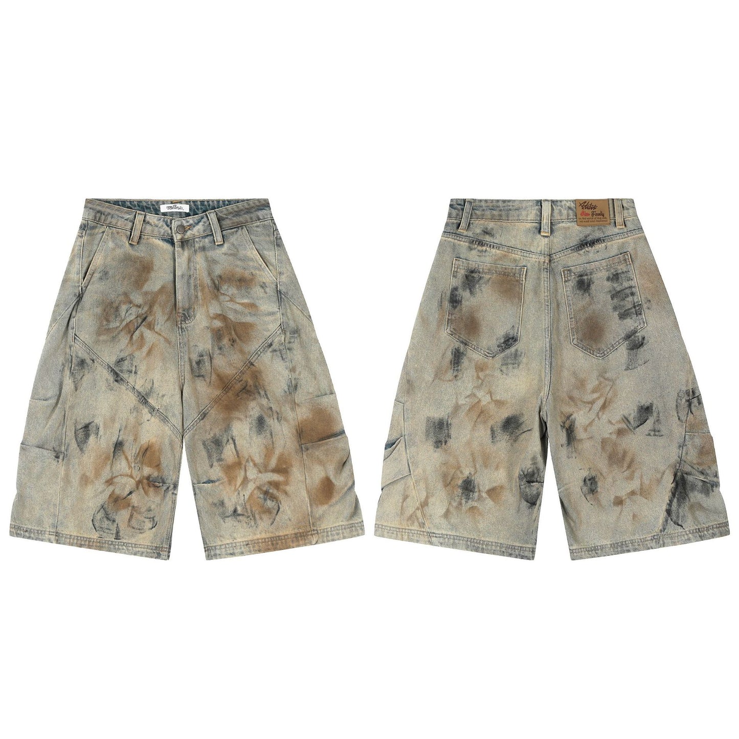 Washed Wide Leg Half Denim Jeans WN14098