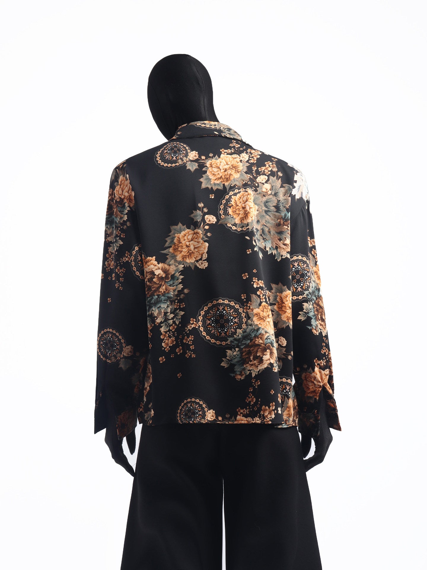 Print Floral Design Oversize Long Sleeve Shirt WN23750