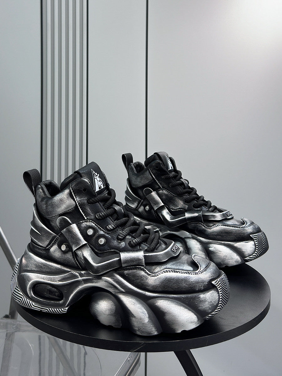 Washed High-Top Chunky Sole Sneakers WN24594
