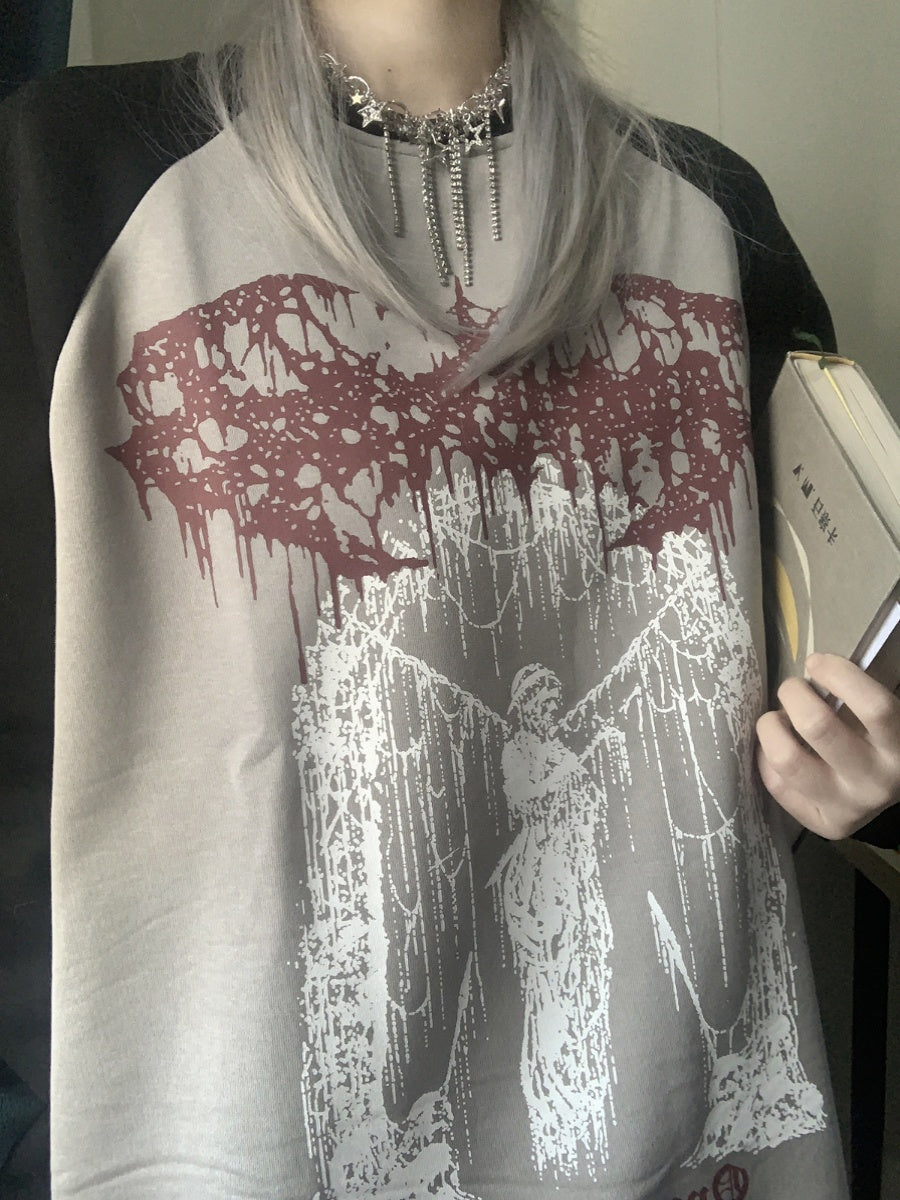 Raglan Sleeve Graffiti Print Pullover Sweatshirt WN15588