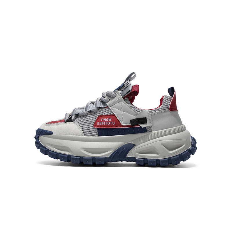 Color Block Tire Sole Chunky Sole Lace-Up Sneakers WN23489