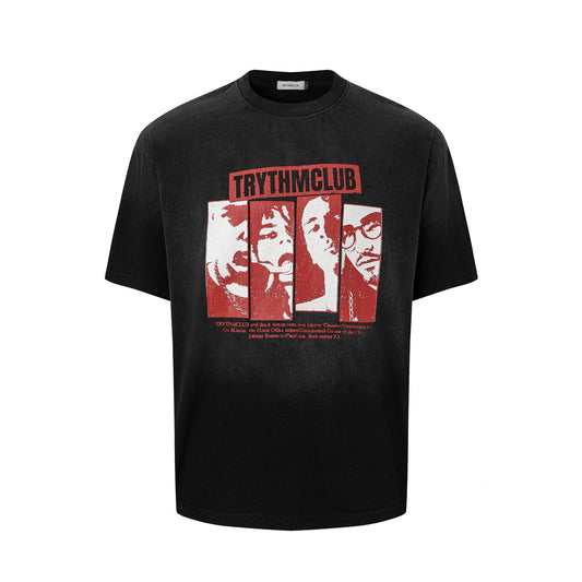 Washed Figure Graphic Short Sleeve T-Shirt WN25847