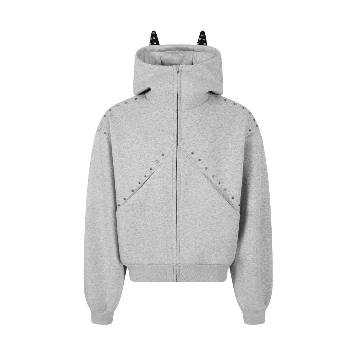 Studs Mix Patchwork Zipper Hoodie WN21042