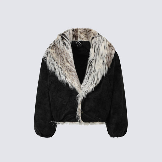 Fake Fur Collar V-Neck Short Puffer Jacket WN27869
