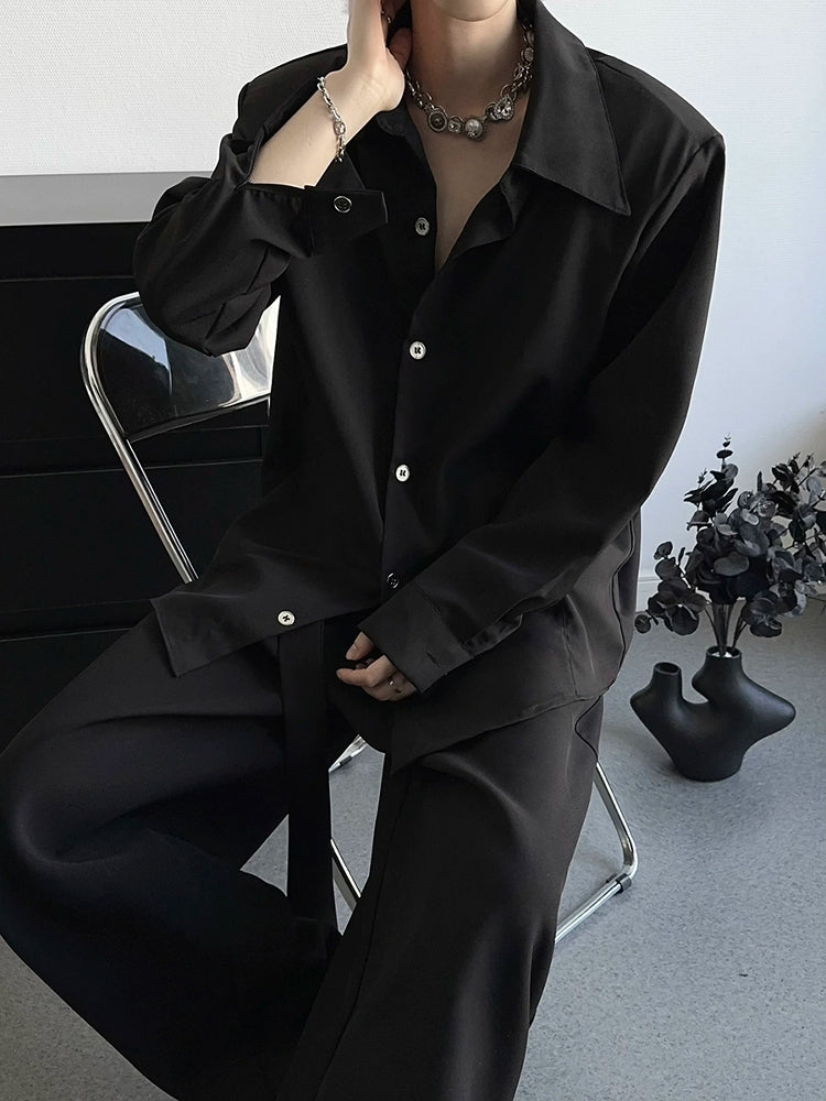 Shoulder-Pad Oversize Long Sleeve Shirt WN19363