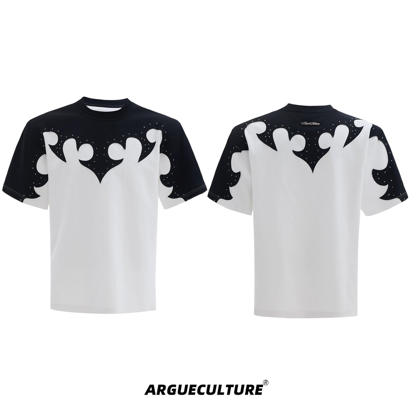 Patchwork Rhinestone Short Sleeve T-Shirt WN18350