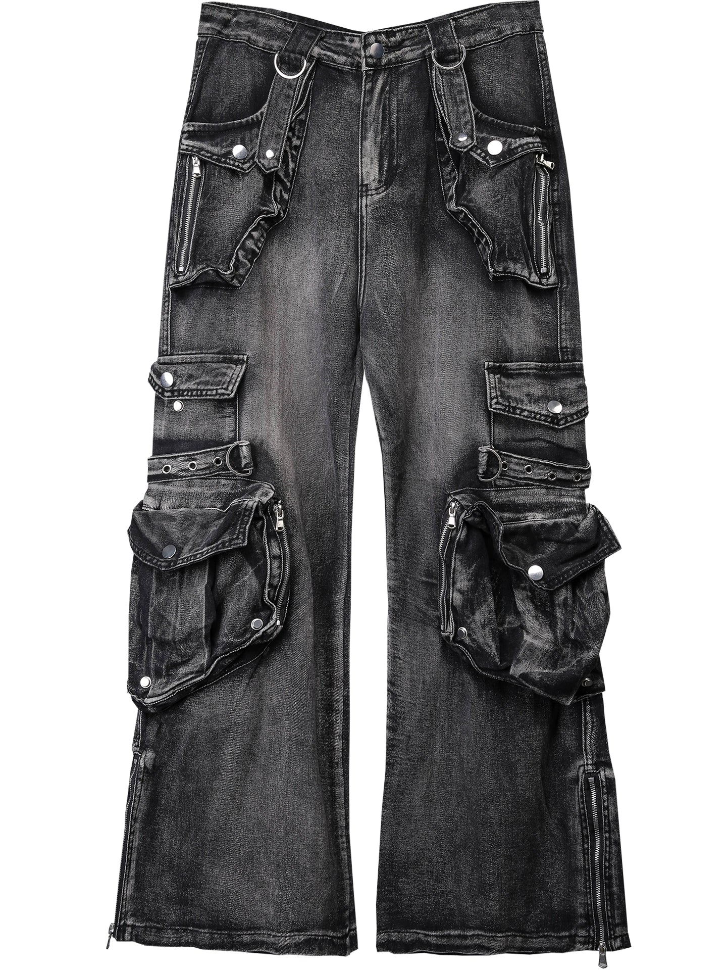 Wash Multi Pocket Flare Denim Jeans WN22306