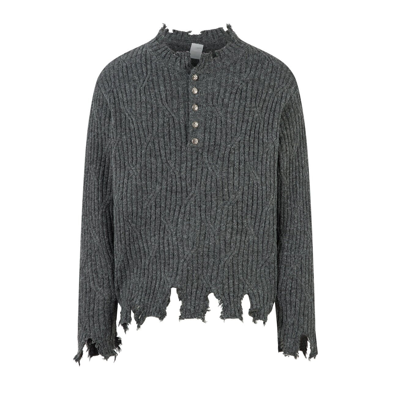 Distressed Raw Edge Knit Sweater WN24478