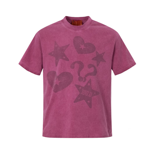 Heart Star Graphic Print Short Sleeve T-Shirt WN23583