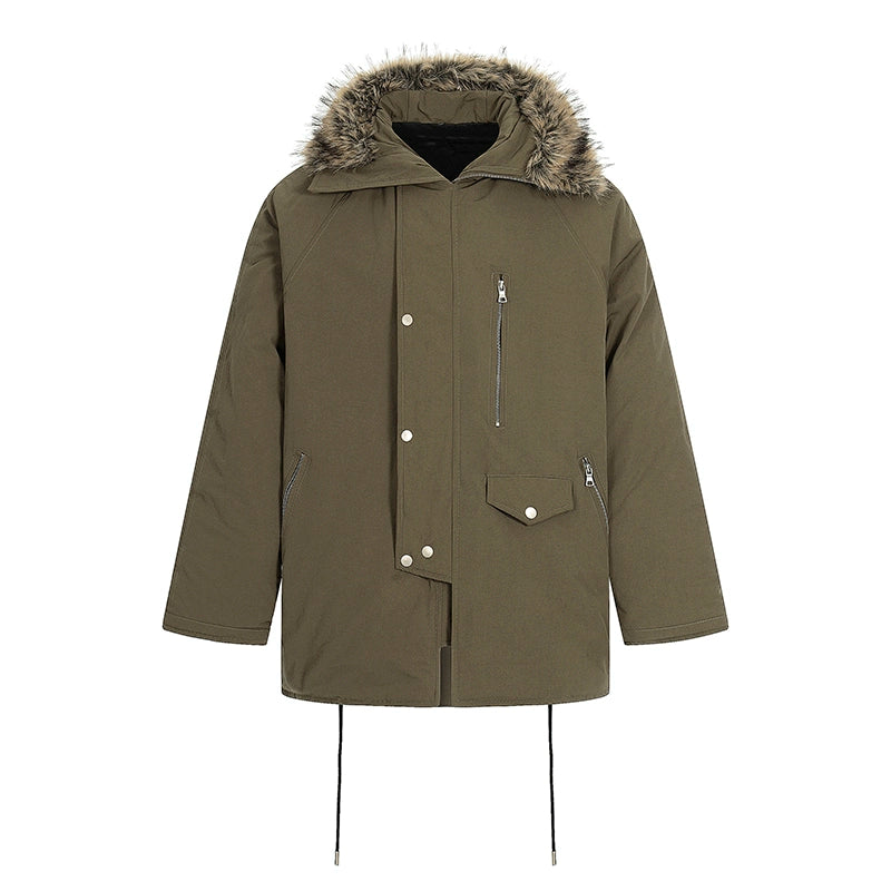 Fake Fur-Collar Pockets Design Warm Coat WN22100