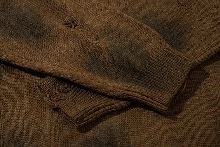 Spray Paint Damage Oversize Knit Sweater WN11431