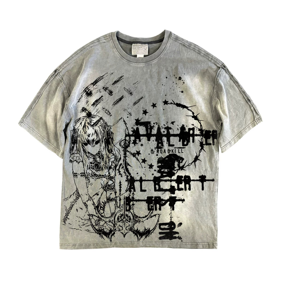 Illustration Art Design Washed Short Sleeve T-Shirt WN16871