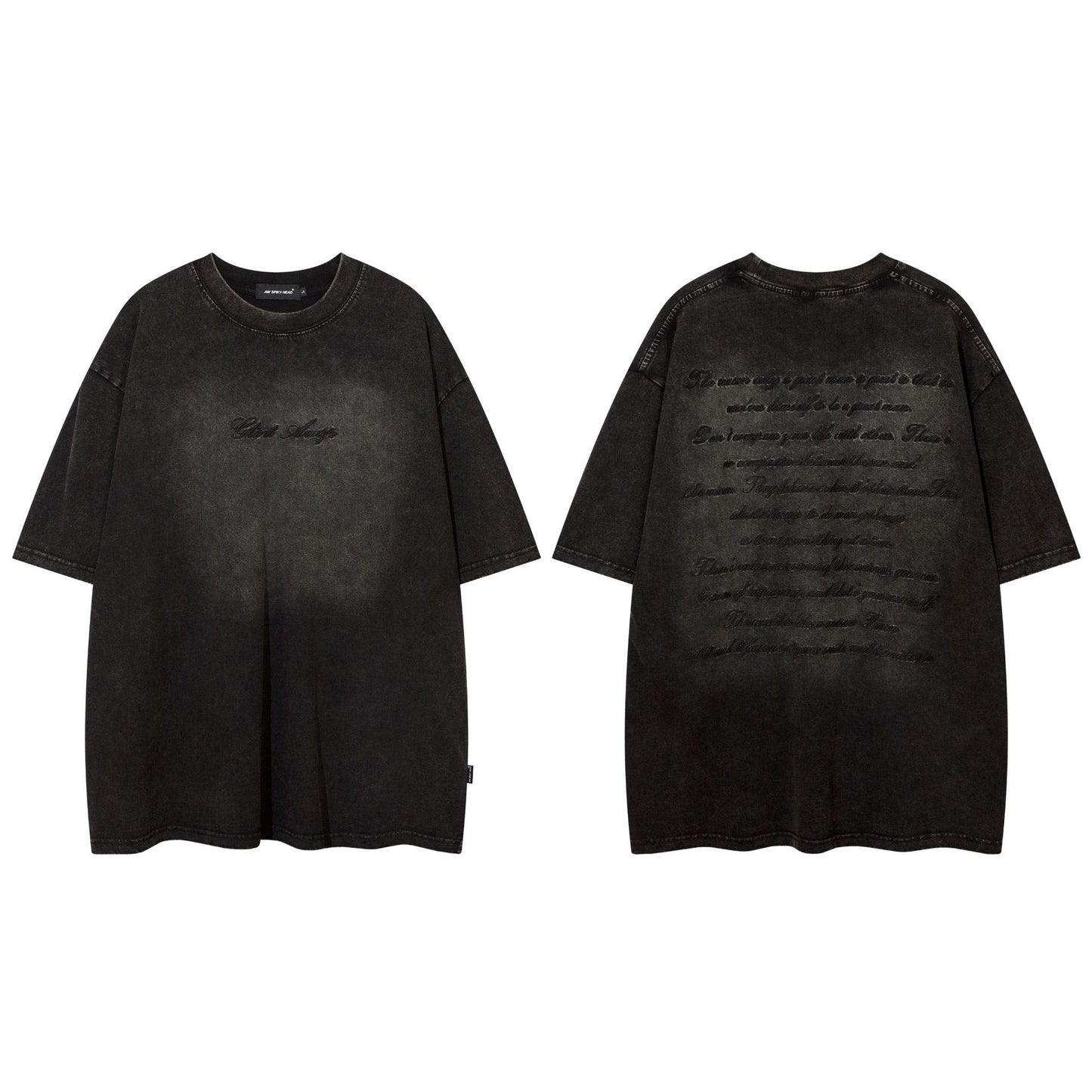 Embroidery Heavy Washed Oversize Short Sleeve T-Shirt WN16126