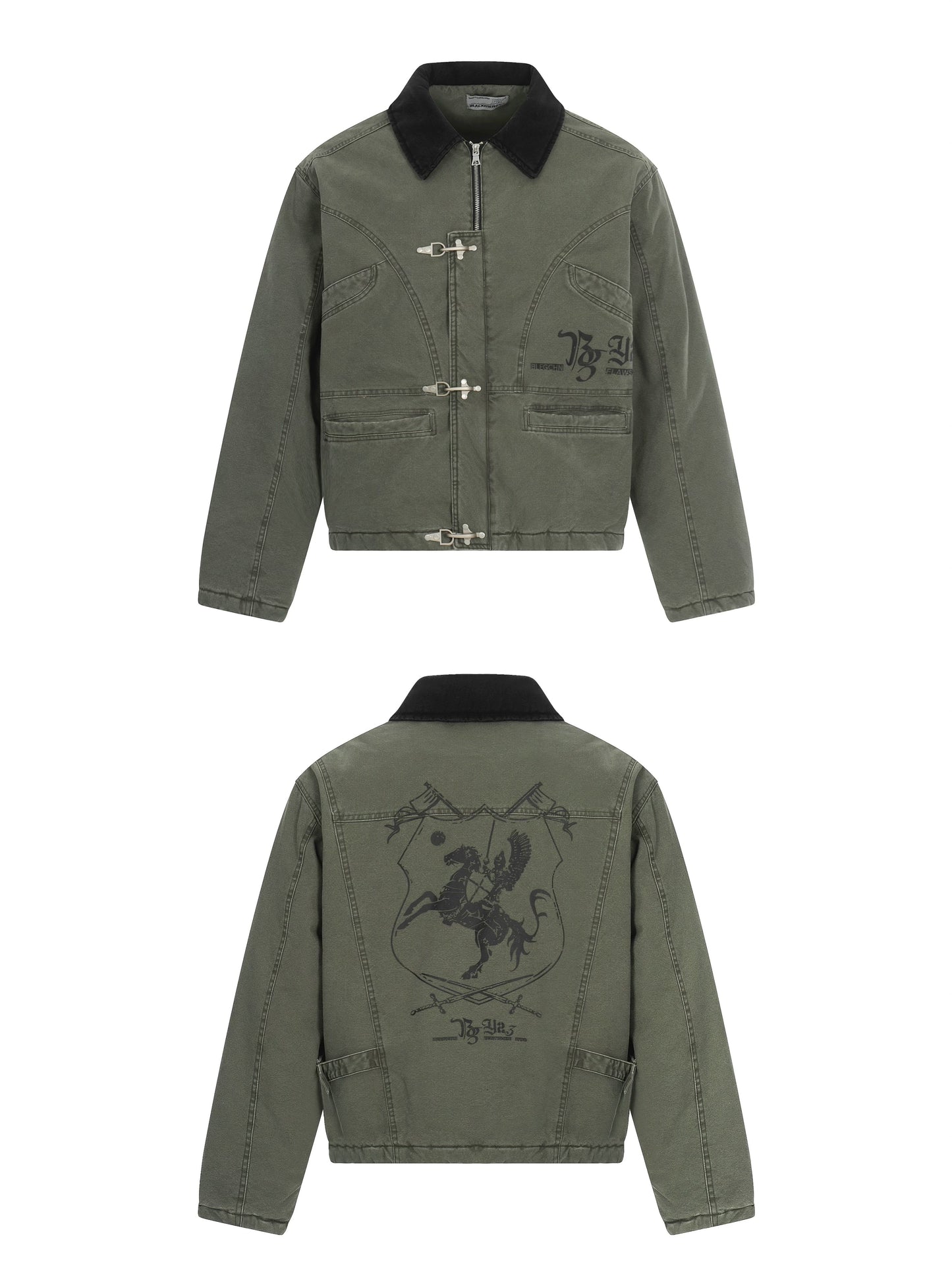 Washed Print Oversize Short Jacket WN22864