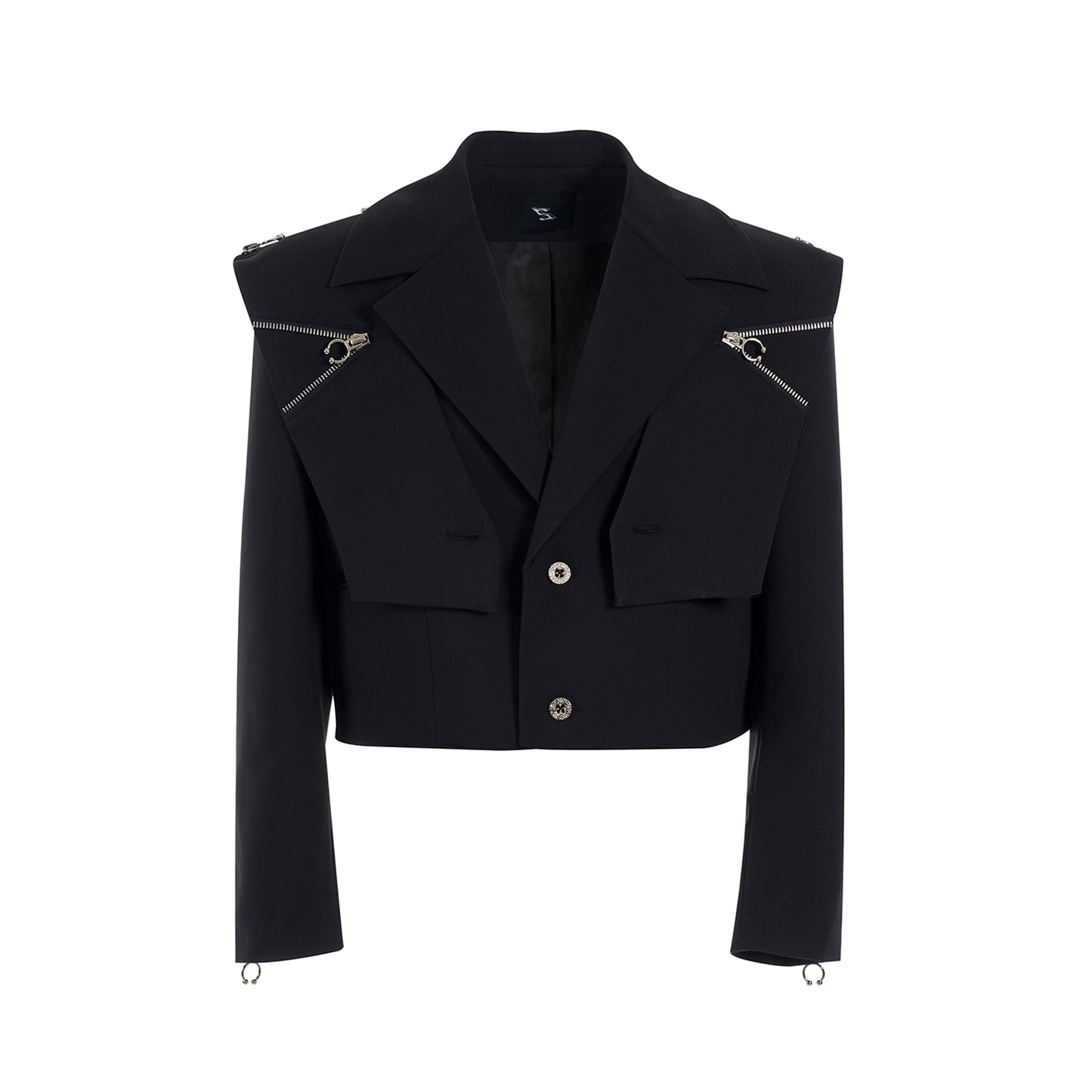 Fake Layered Zipper Design Tailored Short Jacket WN14823