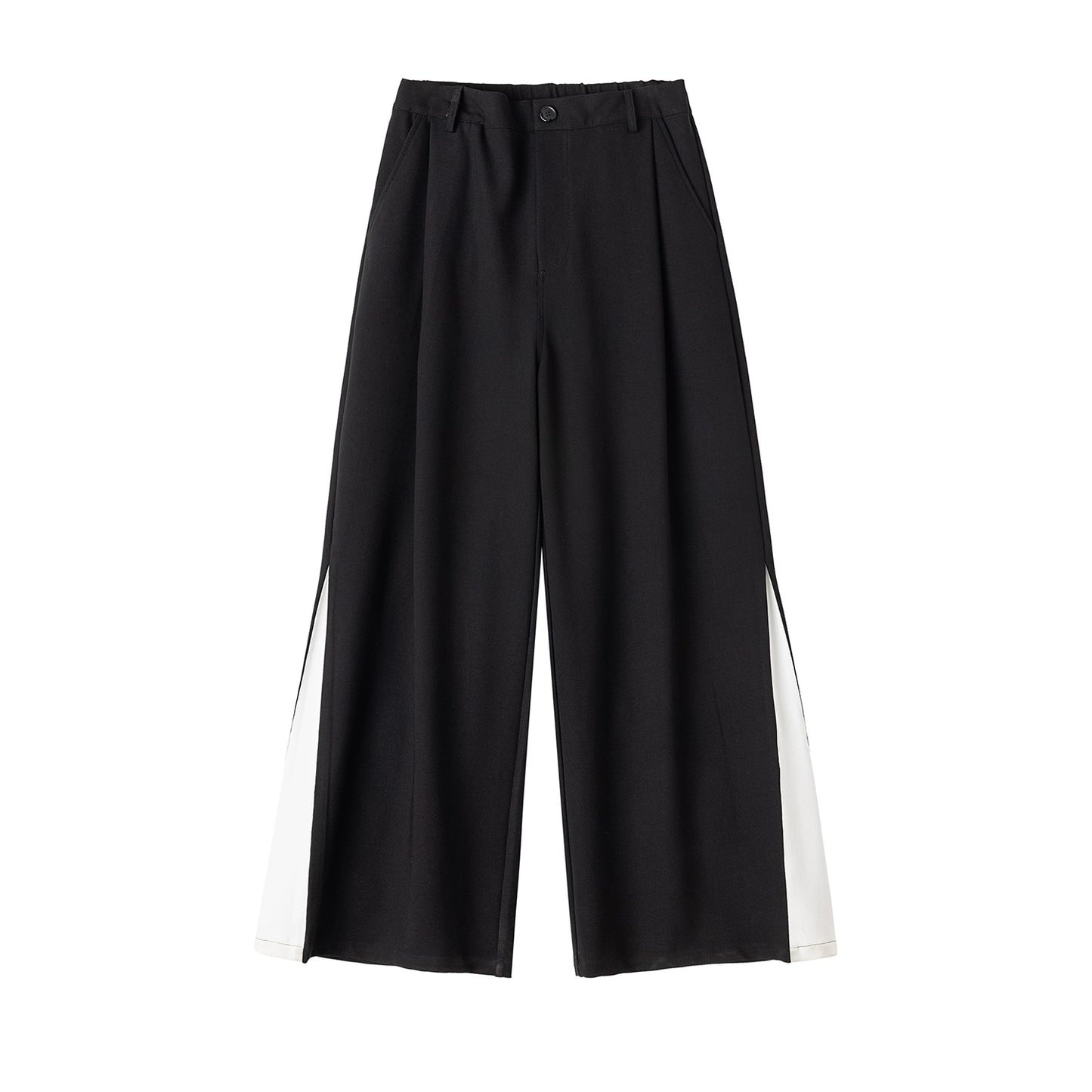 Black And White Stripe Oversize Short Sleeve Shirt & Wide-Leg Pants Setup WN13292