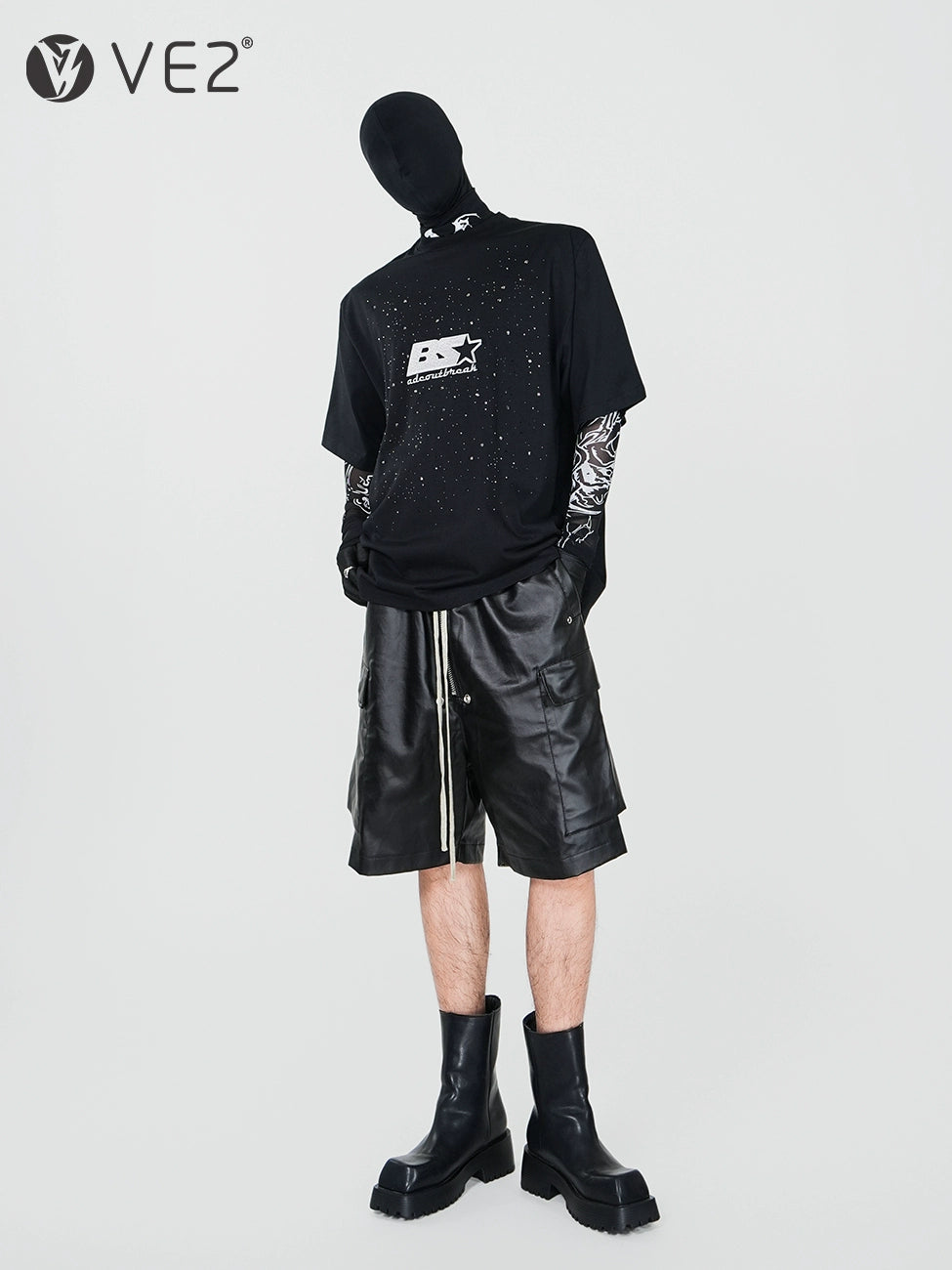 Matte Coated Multi-Pocket Straight Cargo Half Pants WN17329