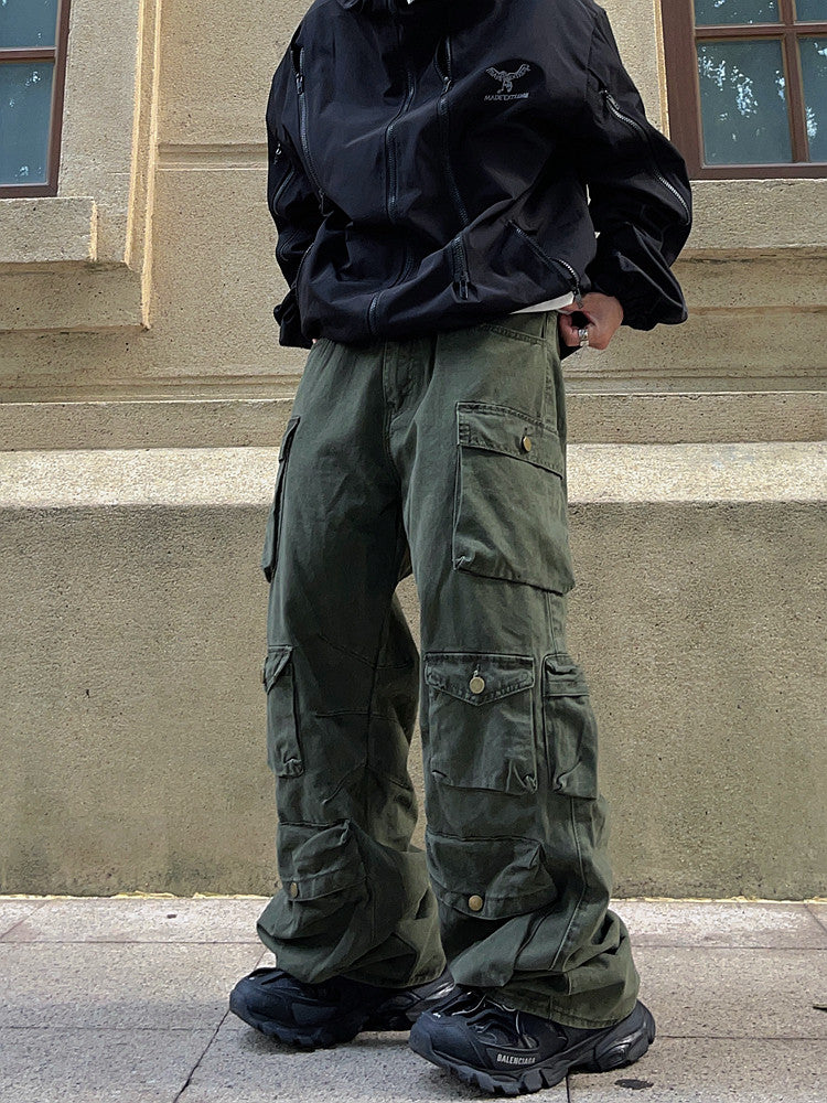 Multi-Pocket Straight Wide Leg Cargo Pants WN24384