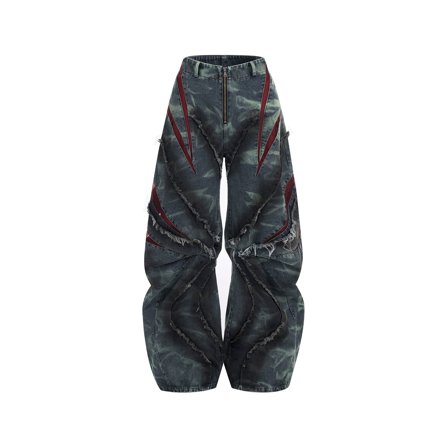 Wash Raw Hem Patchwork Wide-leg Denim Jeans WN14839