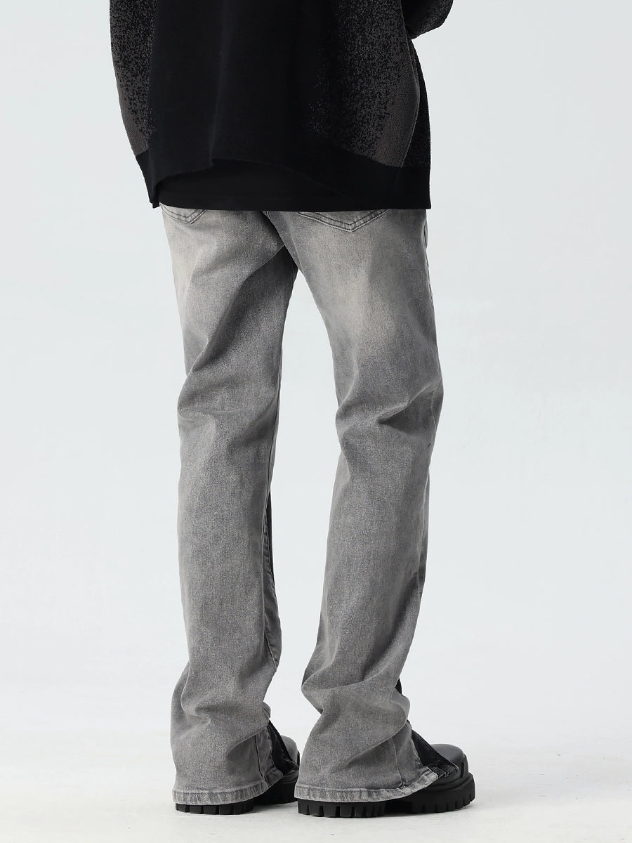 Zipper Split Wide-Leg Straight Denim Jeans WN17539