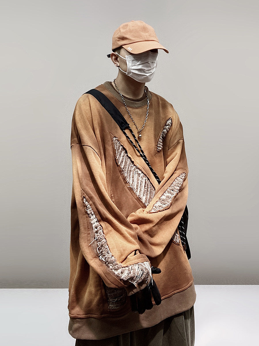 Damage Cutout Oversize Long Sleeve T-Shirt WN24028